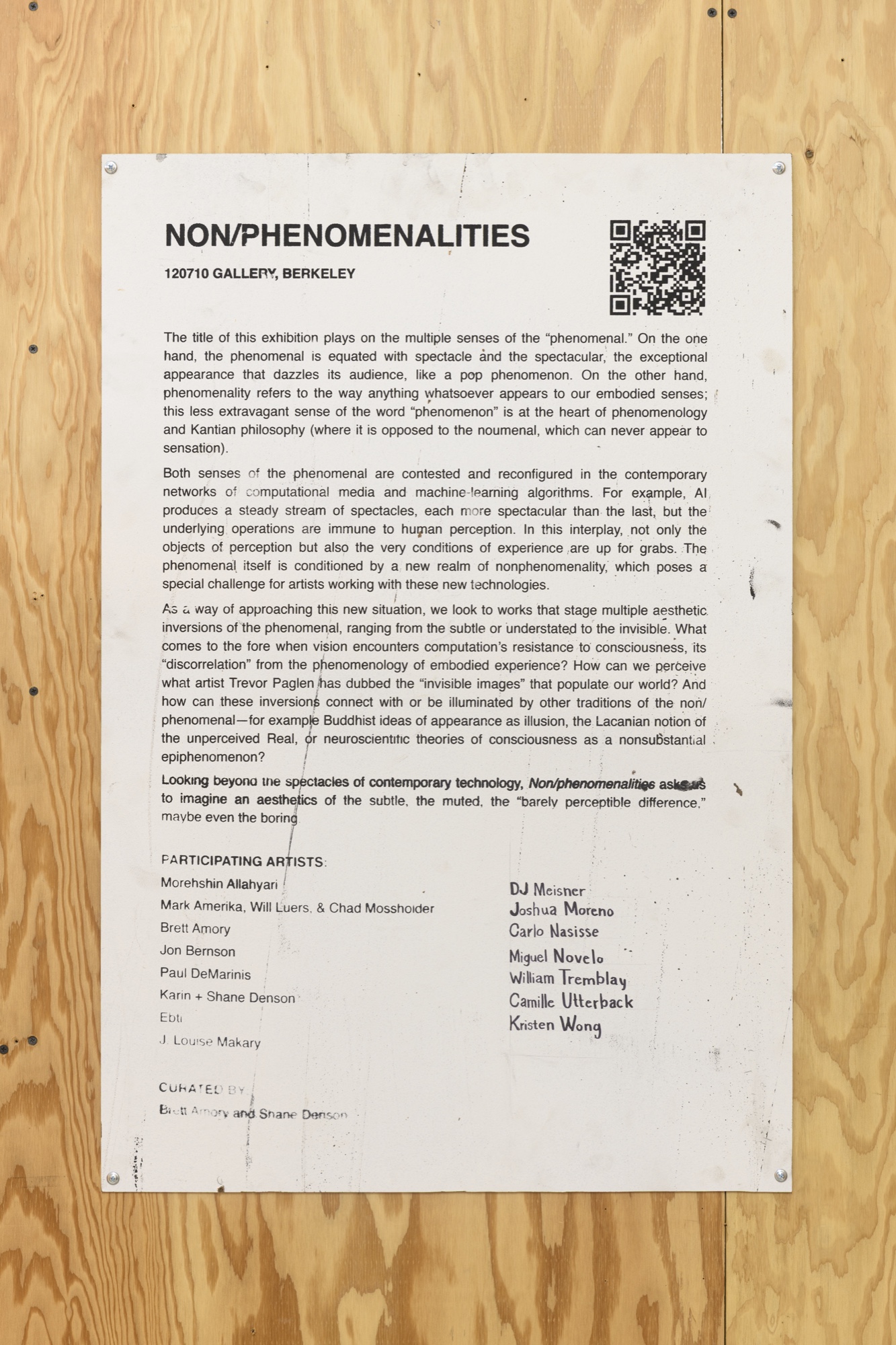 Non/phenomenalities Phase 2 installation 22